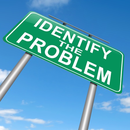 Illustration depicting a roadsign with an identify the problem concept. Sky background. Stock Photo Illustration depicting a roadsign with an identify the problem concept. Sky background. Stock Photo - 16708698