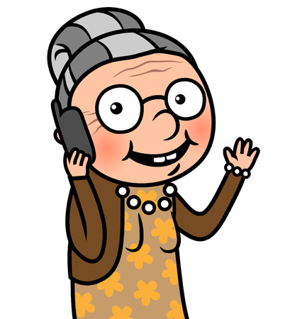 illustration d'une vieille femme heureuse en utilisant un tlphone cellulaire Banque d'images - 22508006