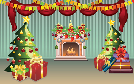 Weihnachten wohnzimmer lizenzfreie vektorgrafiken kaufen: 123rf