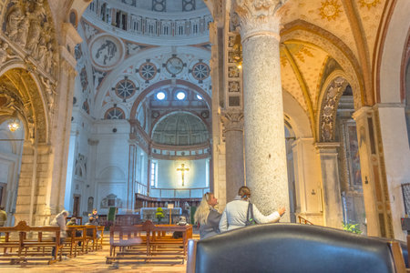 Milan Italy November 15 2017 Internal Nave Of Church Santa Milan Italy November 15 2017 Internal Nave Of Church Santa Maria Delle