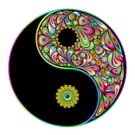 psychedelique: Symbole de Yin Yang Design Art Psychédélique