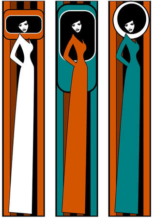. arte pop. Ilustración de tres siluetas de mujeres. Foto de archivo. . arte pop. Ilustración de tres siluetas de mujeres. Foto de archivo.