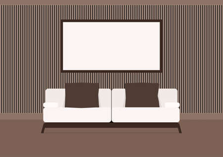 Woonkamer interieur met bank en omlijsting. meubels in de ... Banken woonkamer interieur