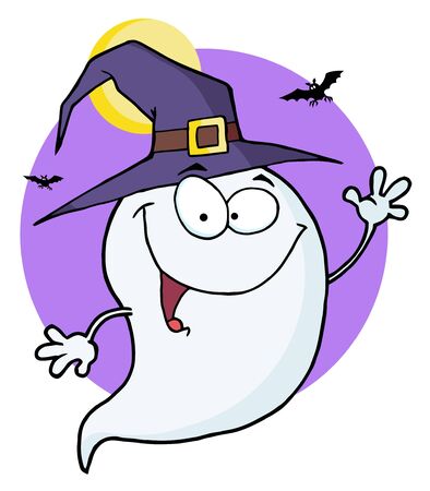 halloween fantasma: Feliz Halloween Ghost, Flying en Night 