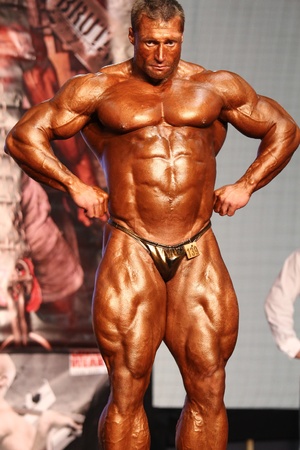 BUDAPEST - NOVEMBER 20: Kormany Mihaly participate in IFBB Champion of the Year 2011 bodybuilding championship Overall category on November 20, 2011 in Budapest, Hungary 