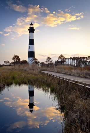 Bodie Island Lighthouse Cape Hatteras National Seashore Outer Banks NC Reflection OBX North Carolina