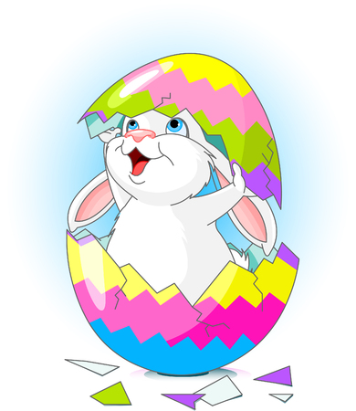 easter bunny: Easter bunny jumping out from broken egg