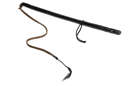 fouet: Fouet en cuir isolé sur blanc Banque d'images