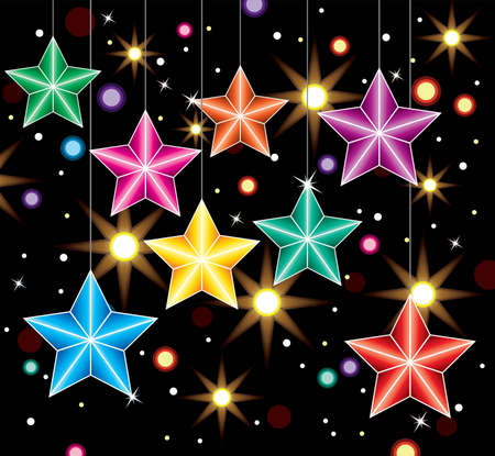 Invierno, Vector De Vacaciones Decoración Con Estrellas De Colores ... Invierno, Vector De Vacaciones Decoración Con Estrellas De Colores ...
