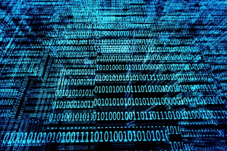 a blue binary codes background Stock Photo - 12377615