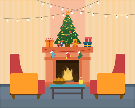 Weihnachten wohnzimmer lizenzfreie vektorgrafiken kaufen: 123rf