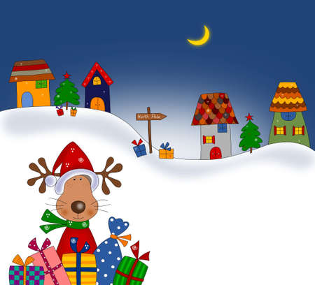 선물 순록 크리스마스 그림을 래핑 스톡 콘텐츠 - 14885306