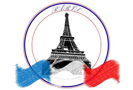Paris logo avec le drapeau de la France Banque d'images - 11889197
