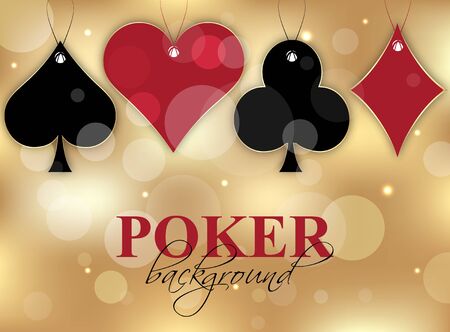 poker: Poker wallpaper with card symbol on the glittering background vector illustration