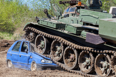 Image result for military tank crash car stock