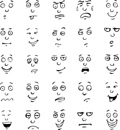 emotion: cartoon face emotions hand drawn set Illustration