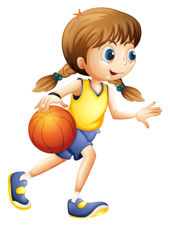 Illustration d'une jeune femme jouant au basket-ball mignon sur un fond blanc Banque d'images - 28202966