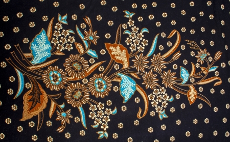 Royalty Free Big Floral Batik Motif on a Black Background.