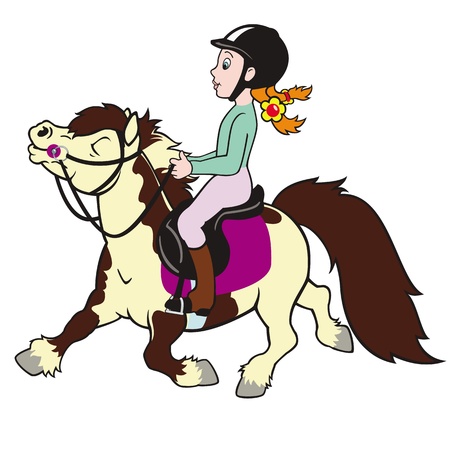 Niña montando su caballo pequeño. Niña montando su caballo pequeño.