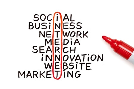 The word Internet highlighted with red marker in a handwritten chart  photo