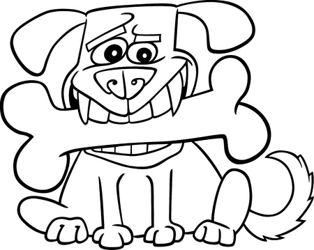 Ilustración de dibujos animados. Perro con su hueso grande. Coloring Book. Foto de archivo. Ilustración de dibujos animados. Perro con su hueso grande. Coloring Book. Foto de archivo.