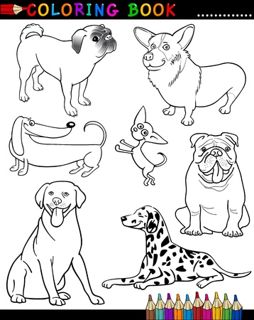 Libro para colorear, ilustración de dibujos animados. Perros de pura raza. Foto de archivo. Coloring Book. Libro para colorear, ilustración de dibujos animados. Perros de pura raza. Foto de archivo. Coloring Book.