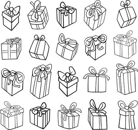 black and white christmas presents clip art