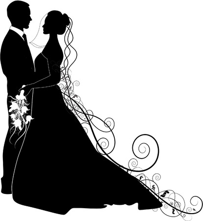 Bride And Groom Vector Silhouette Clipart Black White Bride And Groom Vector Silhouette Clipart Black White
