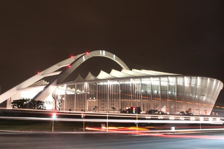 DURBAN - APRIL 5: the Moses Mabhida stadium of Durban photographed at night, april 5, 2010 Editorial