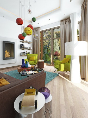 Luxe grote woonkamer in de stijl van kitsch. eigentijdse woonkamer ... Woonkamer banken bruin