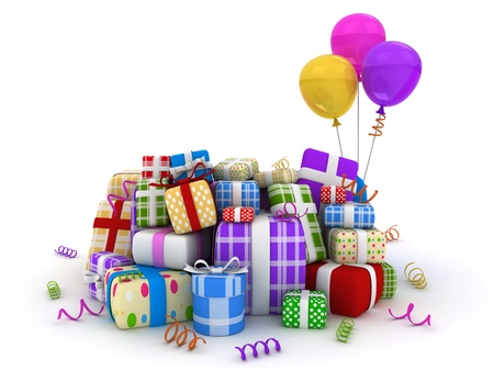 Ilustración 3D de regalos en paquetes diferentes Foto de archivo - 9549559