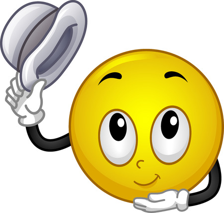 smiley: Mascot Illustration d'un Smiley Retrait son chapeau et Faire un léger salut
