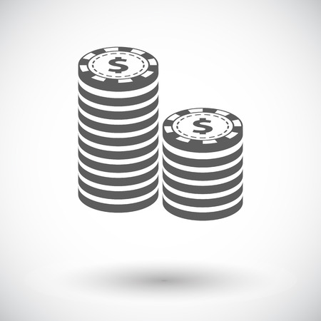 poker: Gambling chips. Single flat icon on white background. Vector illustration.