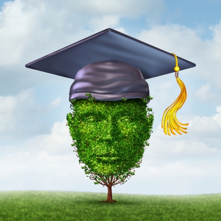 Descrizione sezione 25248753-education-growth-concept-as-a-graduation-cap-or-mortar-board-on-a-tree-shaped-as-a-human-head-as-a-s