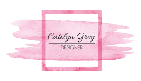 Vector illustration of pink logotype for business cards. Hand drawn watercolor elements Illustration