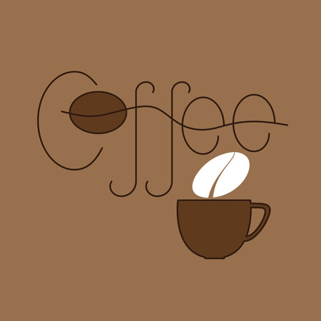 Braun gefärbte schriftzug kaffee und tasse mit dampf in form von ... Bilder in braun beige