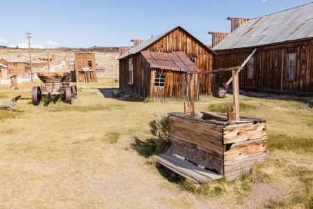 Bodie jest opuszczone miasto na wschodzie Bodie Hills gór Sierra Nevada w Mono County, Kalifornia, Stany Zjednoczone Zdjęcie Seryjne - 20343431