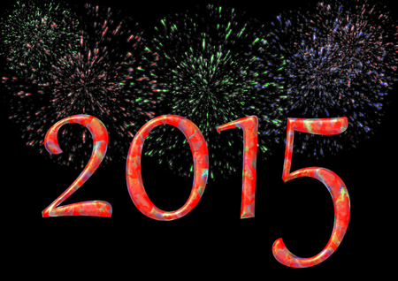 Foto de archivo - Colorful 2015 con fuegos artificiales en negro. Foto de archivo - Colorful 2015 con fuegos artificiales en negro.
