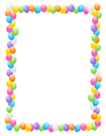 balloon: Colorful balloons border  frame illustration for birthday cards and party backgrounds