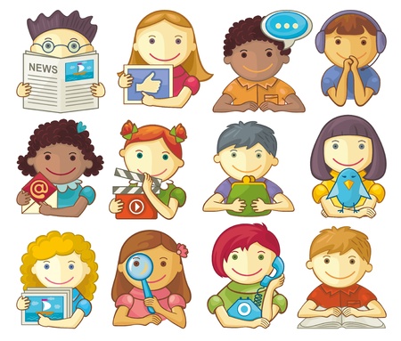 Vector set of smiling characters for categories in presentations, webmenu, design, etc. Illustration