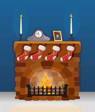 Chimenea en Navidad y Año Nuevo, con la decoración. Foto de archivo. Chimenea en Navidad y Año Nuevo, con la decoración. Foto de archivo.