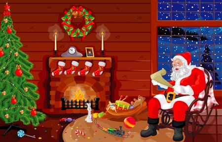 Papá Noel al lado de la chimenea, en navidad. Papá Noel al lado de la chimenea, en navidad.