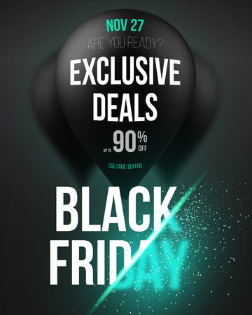 balloon: Illustration of Black Friday Sale Air Balloon Poster Template with Explosion Effect