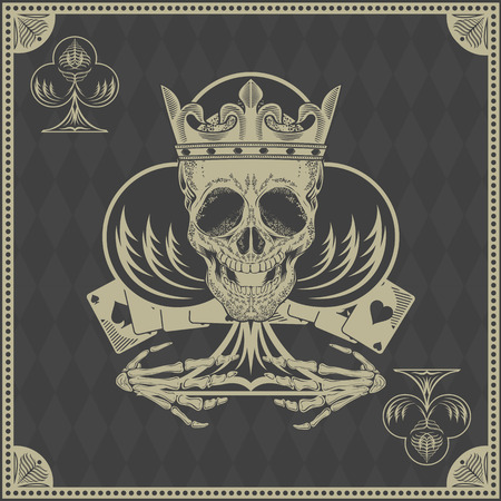 poker: skull poker card vector