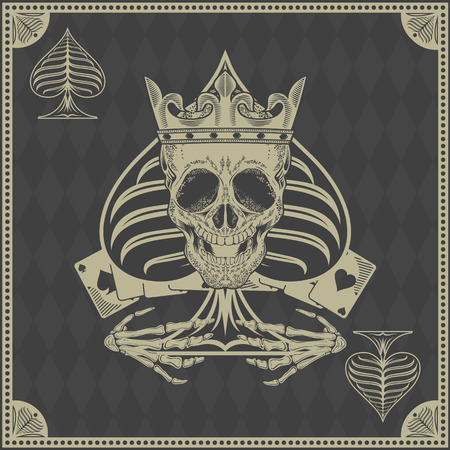 poker: skull poker card vector