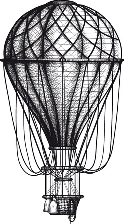balloon: vintage Air Balloon drawn as engraving isolated on white background
