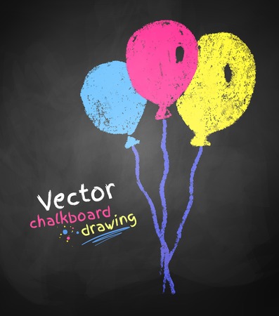 balloon: Chalk drawing of balloons on school chalkboard texture.