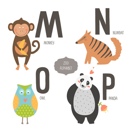 Alfabeto Zoológico Lindo Con Animales De Dibujos Animados Aislados ... Alfabeto Zoológico Lindo Con Animales De Dibujos Animados Aislados ...