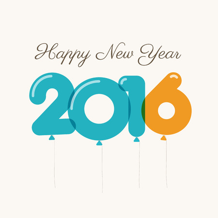 balloon: Happy new year 2016 card, balloons font, editable vector design