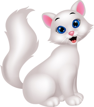 Cute, dibujos animados. Gato blanco. Foto de archivo. Cute, dibujos animados. Gato blanco. Foto de archivo.